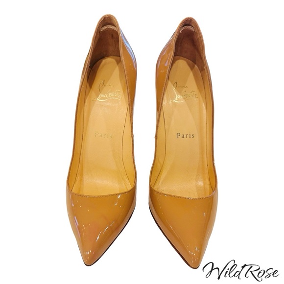 CHRISTIAN LOUBOUTIN NUDE PATENT LEATHER SO KATE POINTY TOE PUMPS SZ 36.5 - Picture 4 of 17